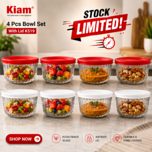 Kiam Bowl Set 8 Pieces Red & White 1120 Tk
